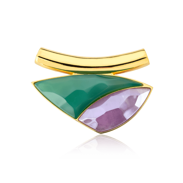 Pingente Magnólia - Ágata Verde com Ametista Semijoias de luxo e design exclusivo