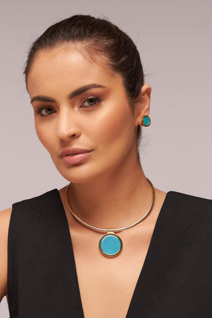 Pingente Singular - Ágata Azul Céu Semijoias de luxo e design exclusivo