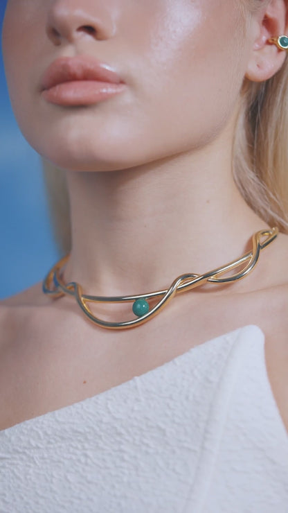 Colar Choker Aurora — Quartzo Verde