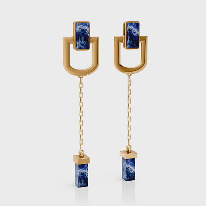 Brinco Presença - Sodalita | Semijoia Banhada a Ouro 18K