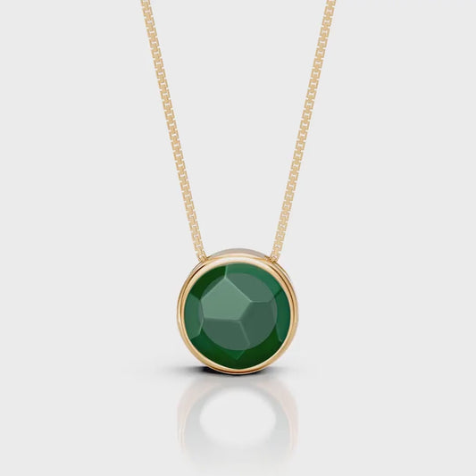 Colar Classic com Ágata Verde em Banho de Ouro 18K