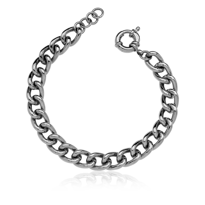 Pulseira Corrente Grumet Banhado a Ródio Semijoias de luxo e design exclusivo